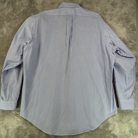 Ralph Lauren Men’s XL 17 Classic Fit Blue White Stripe Shirt Pony Hong Kong VTG - Picture 3 of 7